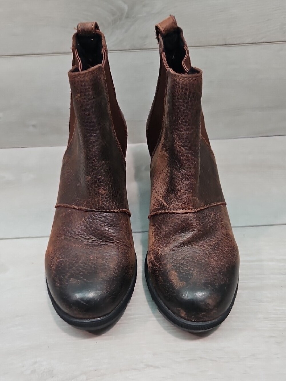 Sorel Women Brown Leather Chelsea Hidden Tractor Chuncky Wedge Ankle Boots 7.5 - Picture 5 of 13
